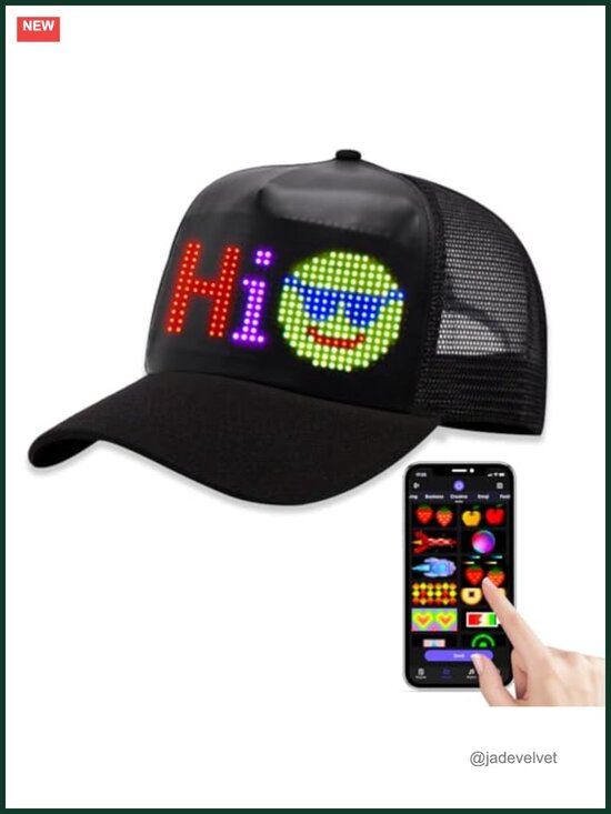 LED Display Smart Baseball Cap Bluetooth App Control Custom Text Patterns